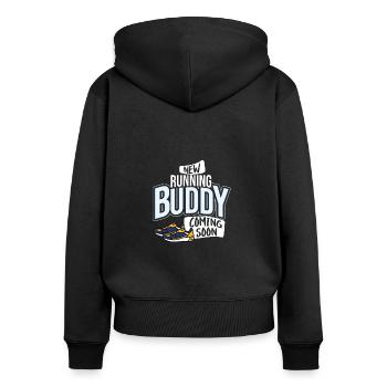 Nouveau copain de course à venir bientôt bébé grossesse - Sweat à capuche zippé Premium bio Femme - noir - Dos - Julia (174cm)