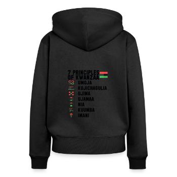 Kwanzaa Kultur Wurzeln Feiertag Fest - Frauen Premium Bio Zip Hoodie - Schwarz - Hinten - Julia (174cm)