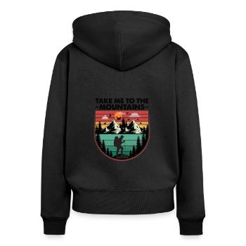 Berg Wandern Bergsteigen hiking mountain Reise - Frauen Premium Bio Zip Hoodie - Schwarz - Hinten - Julia (174cm)