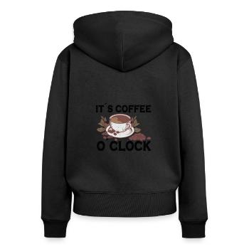 Coffee Lover Caffeine Molecule Java Latte Espresso - Frauen Premium Bio Zip Hoodie - Schwarz - Hinten - Julia (174cm)