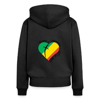 Freedom Faith in God - Congo - Women's Premium Organic Zip Hoodie - black - Back - Julia (174cm)