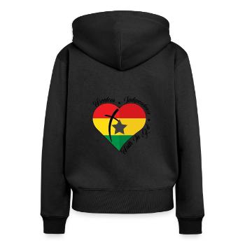 Freiheit Glaube An Gott - Ghana - Frauen Premium Bio Zip Hoodie - Schwarz - Hinten - Julia (174cm)