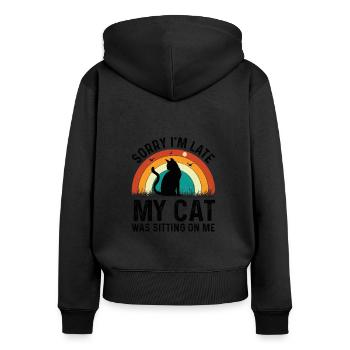Chat Chats Animal Animal De compagnie Fille Chat Dame - Sweat à capuche zippé Premium bio Femme - noir - Dos - Julia (174cm)