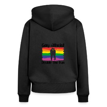 Gay LGBTQ Atheist Atheism Anti Religion Securalism - Frauen Premium Bio Zip Hoodie - Schwarz - Hinten - Julia (174cm)