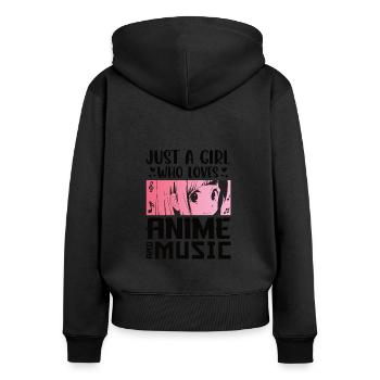 Anime Ramen Sketch Anime Ramen Cadeau - Sweat à capuche zippé Premium bio Femme - noir - Dos - Julia (174cm)