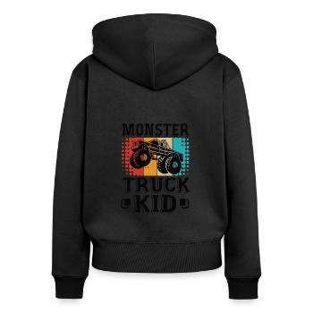 Monstertruck Monstertruck Kinder jam jump v8 laut - Frauen Premium Bio Zip Hoodie - Schwarz - Hinten - Julia (174cm)