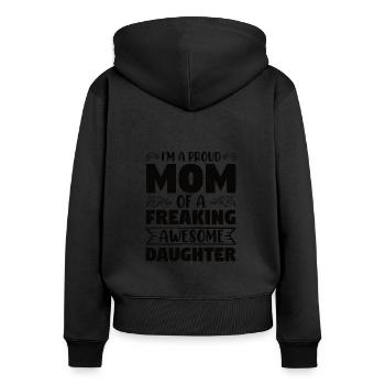 Stolze Mama Einer Wundervollen Tochter Geschenk - Frauen Premium Bio Zip Hoodie - Schwarz - Hinten - Julia (174cm)