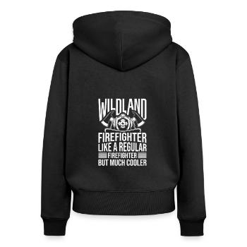 Like A Regular Firefighter But Cooler, Forest Fire - Women's Premium Organic Zip Hoodie - black - Back - Julia (174cm)