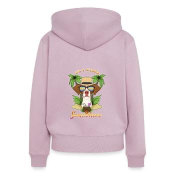 Il est 5 oclock quelque part en buvant de la Bretagne - Sweat à capuche zippé Premium bio Femme - rose poudré - Dos - Julia (174cm)