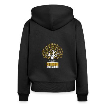 Goldene Schleife Baum Kinderkrebs - Frauen Premium Bio Zip Hoodie - Schwarz - Hinten - Julia (174cm)