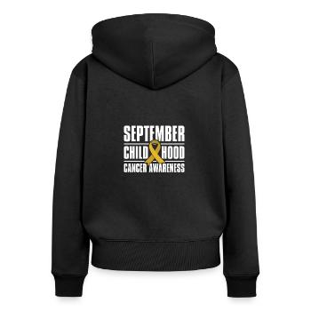 Goldene Schleife Kinderkrebs - Frauen Premium Bio Zip Hoodie - Schwarz - Hinten - Julia (174cm)