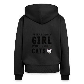 Chat Chats Animal Animal De compagnie Fille Chat Dame - Sweat à capuche zippé Premium bio Femme - noir - Dos - Julia (174cm)