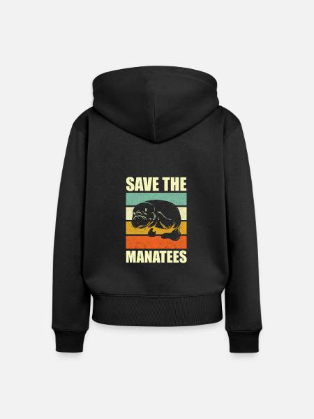 Save the Manatess - Frauen Premium Bio Zip Hoodie - Schwarz