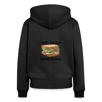 Sandwich Lover Picknick Food Lover Breakfast Gift - Frauen Premium Bio Zip Hoodie - Schwarz - Hinten - Julia (174cm)