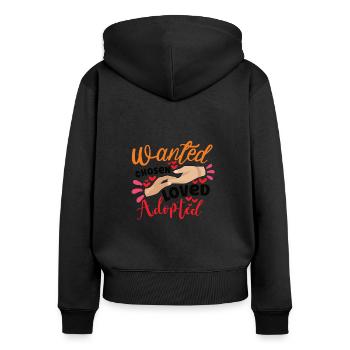 Funny Adoption Adoption Day Gifts - Women's Premium Organic Zip Hoodie - black - Back - Julia (174cm)
