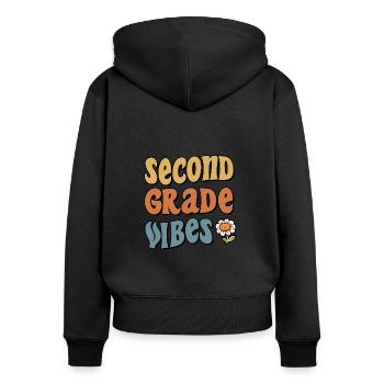 Second Grade Vibes 2nd Grade Team Back To School - Women's Premium Organic Zip Hoodie - black - Back - Julia (174cm)