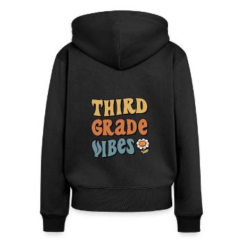 3e année Troisième année Vibes 3e année École - Sweat à capuche zippé Premium bio Femme - noir - Dos - Julia (174cm)