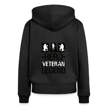 Papa Veteran Mann Vater Soldat - Frauen Premium Bio Zip Hoodie - Schwarz - Hinten - Julia (174cm)