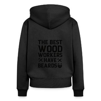 Lumberjack Beard Woodworker Man Chainsaw Forest - Women's Premium Organic Zip Hoodie - black - Back - Julia (174cm)
