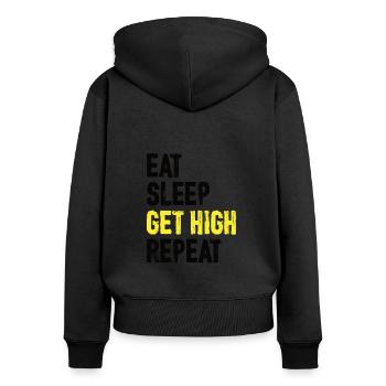 Holz Kettensäge Holzfäller Holzarbeiter Klettern - Frauen Premium Bio Zip Hoodie - Schwarz - Hinten - Julia (174cm)