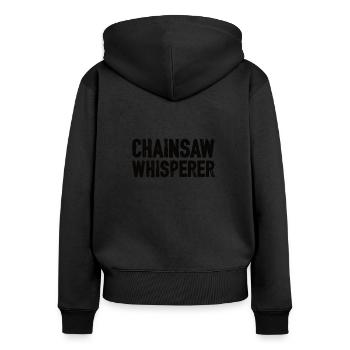 Holz Kettensäge Holzfäller Holzarbeiter Klettern - Frauen Premium Bio Zip Hoodie - Schwarz - Hinten - Julia (174cm)