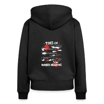 Types Of Murder Weapons, Horror Movie Lovers - Women's Premium Organic Zip Hoodie - black - Back - Julia (174cm)