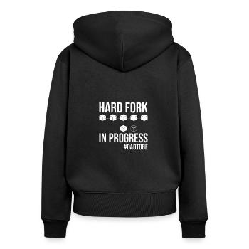 Hard Fork In Progress, Blockchain Schwangerschaft - Frauen Premium Bio Zip Hoodie - Schwarz - Hinten - Julia (174cm)