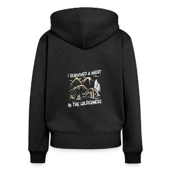 J’ai survécu à une nuit dans la nature, tente de camping - Sweat à capuche zippé Premium bio Femme - noir - Dos - Julia (174cm)