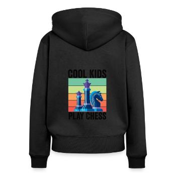 Échecs Enfants - Sweat à capuche zippé Premium bio Femme - noir - Dos - Julia (174cm)