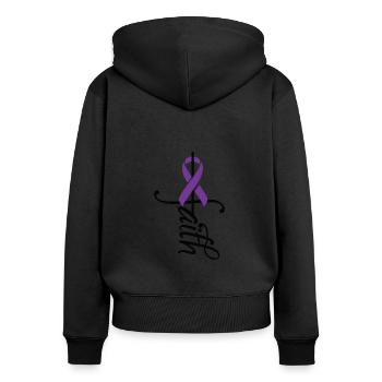 Band Crohns Bewusstsein - Frauen Premium Bio Zip Hoodie - Schwarz - Hinten - Julia (174cm)