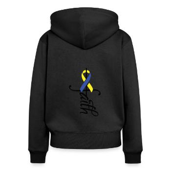Awareness of Ribbon Down Syndrome - Women's Premium Organic Zip Hoodie - black - Back - Julia (174cm)
