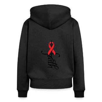 Sensibilisation aux maladies cardiaques de la bande - Sweat à capuche zippé Premium bio Femme - noir - Dos - Julia (174cm)