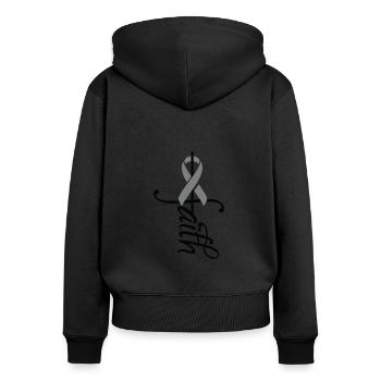 Band-Asthma-Bewusstsein - Frauen Premium Bio Zip Hoodie - Schwarz - Hinten - Julia (174cm)