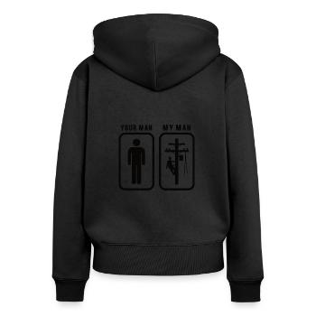 Leitungsmonteur Monteur Elektriker Freileitung - Frauen Premium Bio Zip Hoodie - Schwarz - Hinten - Julia (174cm)