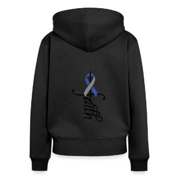 Ruban Diabète de type 1 - Sensibilisation aux maladies - Sweat à capuche zippé Premium bio Femme - noir - Dos - Julia (174cm)