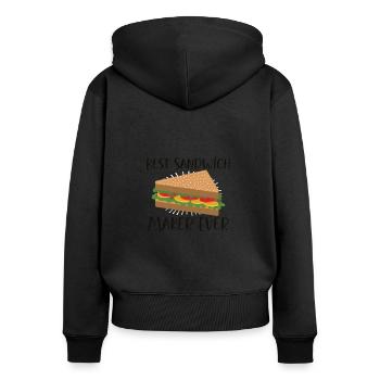 Sandwich Lover Picknick Food Lover Breakfast Gift - Frauen Premium Bio Zip Hoodie - Schwarz - Hinten - Julia (174cm)