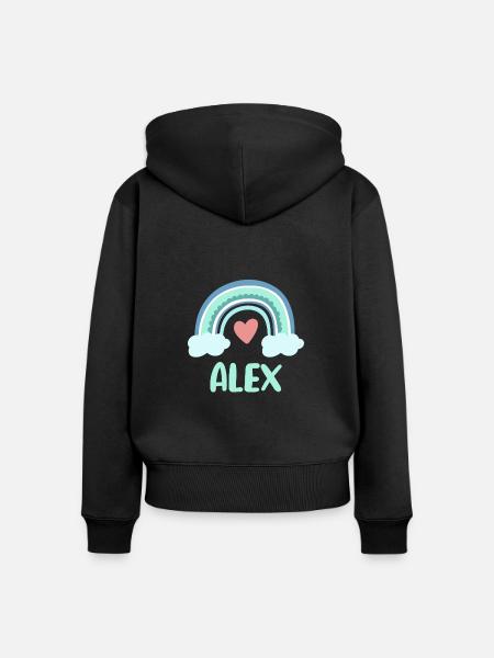 Alex Name Regenbogen Baby - Frauen Premium Bio Zip Hoodie - Schwarz