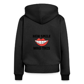 Bretelles Orthodontiste Bretelles sur la bouche - Sweat à capuche zippé Premium bio Femme - noir - Dos - Julia (174cm)