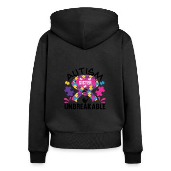Autisme Mère Fille Fils Autistic Parents Enfant - Sweat à capuche zippé Premium bio Femme - noir - Dos - Julia (174cm)