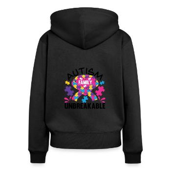 Autisme Mère Fille Fils Autistic Parents Enfant - Sweat à capuche zippé Premium bio Femme - noir - Dos - Julia (174cm)