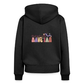 Ghouls wollen nur Spaß haben - Frauen Premium Bio Zip Hoodie - Schwarz - Hinten - Julia (174cm)