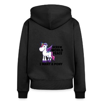 Horse Dressage Horseback-Riding Horse Girl Barn - Frauen Premium Bio Zip Hoodie - Schwarz - Hinten - Julia (174cm)