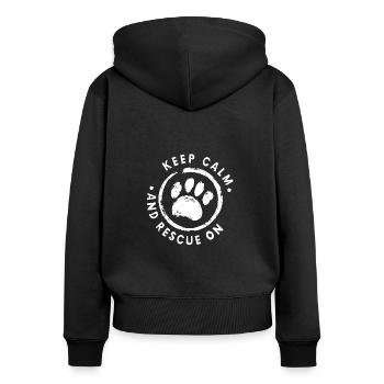 SAUVETAGE DE CHIEN DROITS DES ANIMAUX SAUVETAGE ADOPTION DE CHIENS DE SAUVETAGE - Sweat à capuche zippé Premium bio Femme - noir - Dos - Julia (174cm)