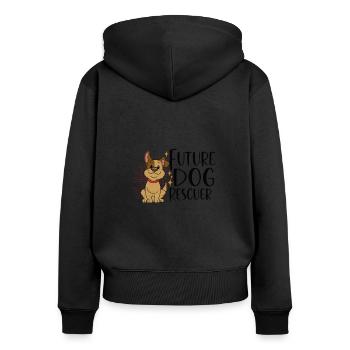 SAUVETAGE DE CHIEN DROITS DES ANIMAUX SAUVETAGE ADOPTION DE CHIENS DE SAUVETAGE - Sweat à capuche zippé Premium bio Femme - noir - Dos - Julia (174cm)