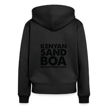 Les gens sucent Le serpent de sable kenyan - Sweat à capuche zippé Premium bio Femme - noir - Dos - Julia (174cm)