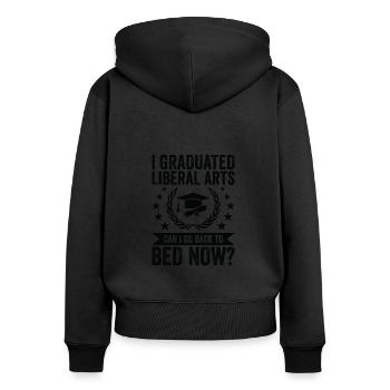 I Graduate Humanities - Women's Premium Organic Zip Hoodie - black - Back - Julia (174cm)