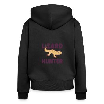 Eidechse Bartagamenliebhaber Reptilienliebhaber - Frauen Premium Bio Zip Hoodie - Schwarz - Hinten - Julia (174cm)