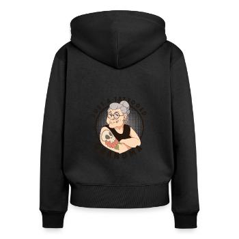 TATTOED GRANDMA TATTOO ARTIST INKING TATTOOS - Women's Premium Organic Zip Hoodie - black - Back - Julia (174cm)