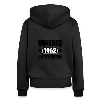 Né en 1962 Vintage Cadeau 58ème anniversaire - Sweat à capuche zippé Premium bio Femme - noir - Dos - Julia (174cm)