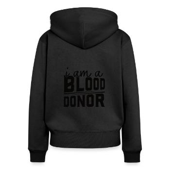 Blutspende Blutspenden Blutspender - Frauen Premium Bio Zip Hoodie - Schwarz - Hinten - Julia (174cm)